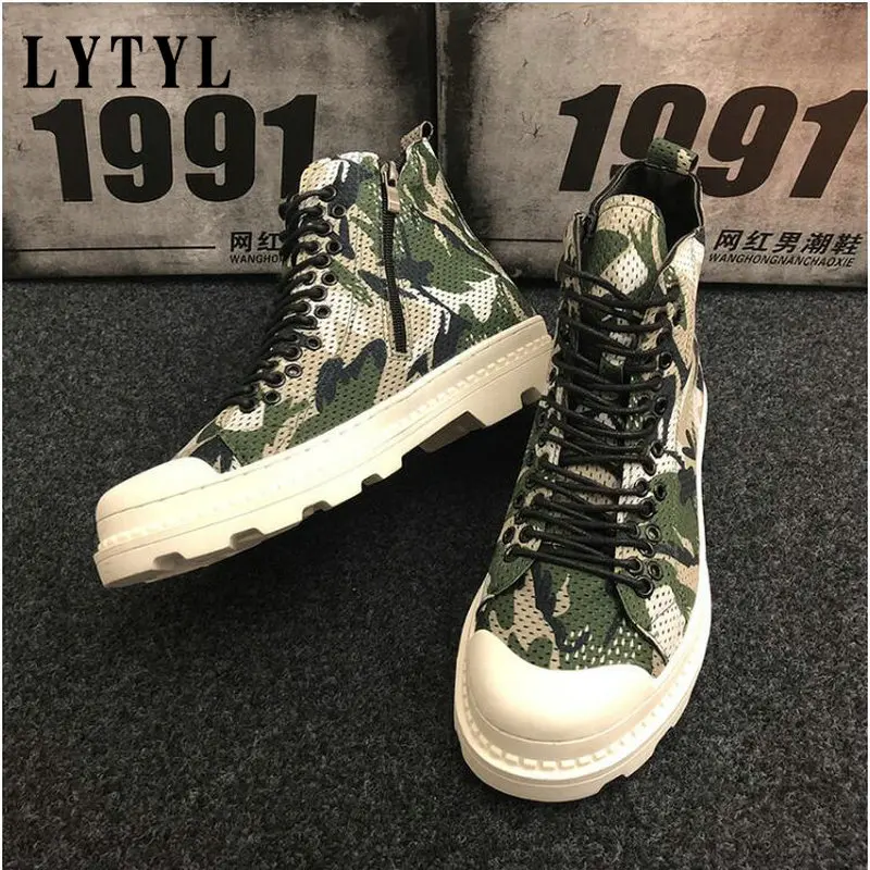 Beli Sepatu Kanvas Sepatu Bot Militer Kamuflase Hip Hop Pria Sepatu Bot Tentara Pria Sepatu Bot Kasual Kasual Sepatu Kanvas Pergelangan Kaki Tinggi B4-566
