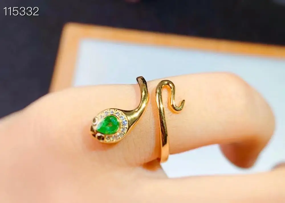 

New design natural emerald ring 925 Sterling Silver Gold Plated women's high end jewelry
