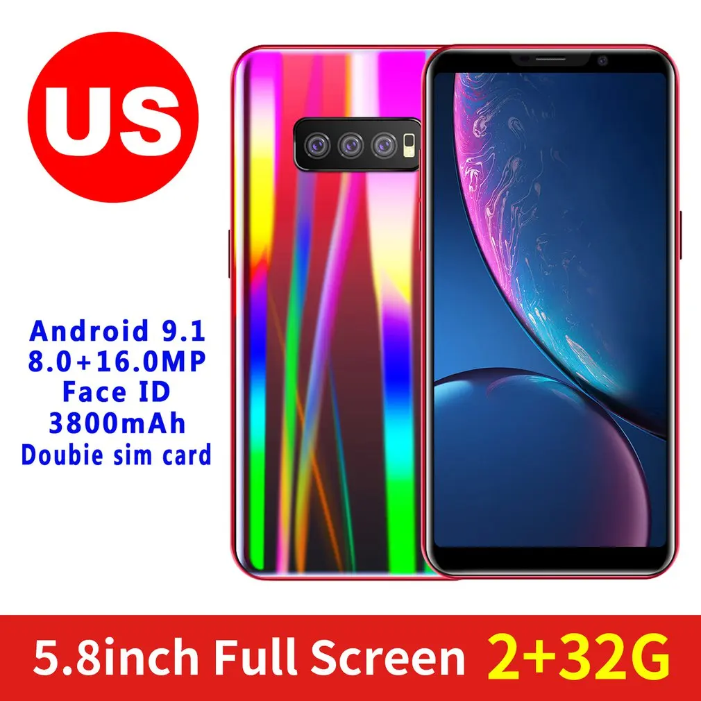 S11 5.8 Inch Tempered Glass Back Cover Smart Phone 2+32Gb Mobile Phone Fingerprint Face Recognition Smartphone