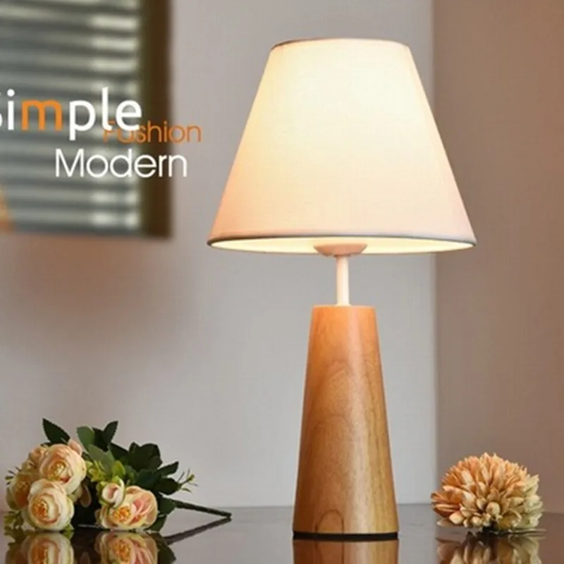

Wooden Table Lamp With Fabric Lampshade For Bedroom Bedside lamparas de mesa Book Lamps Deco Luminaria Reading Lighting