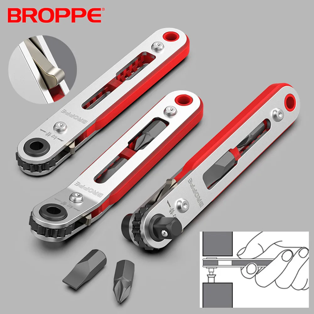 

Mini Magnetic Screwdriver 1/4" Hex Shank Flat Head/Elbow/Ratchet Wrench Right Angle For Narrow Space DIY Hand Tools