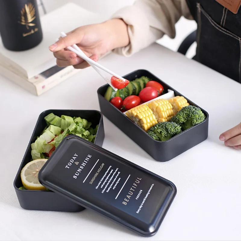 Ланч бокс двухслойный Портативный Bento box экологичный пищевой контейнер с