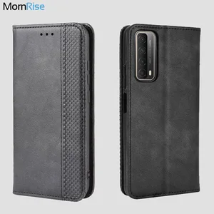luxury retro slim magnetic leather flip cover for huawei p smart 2021 case book wallet card stand soft cover mobile phone bags free global shipping