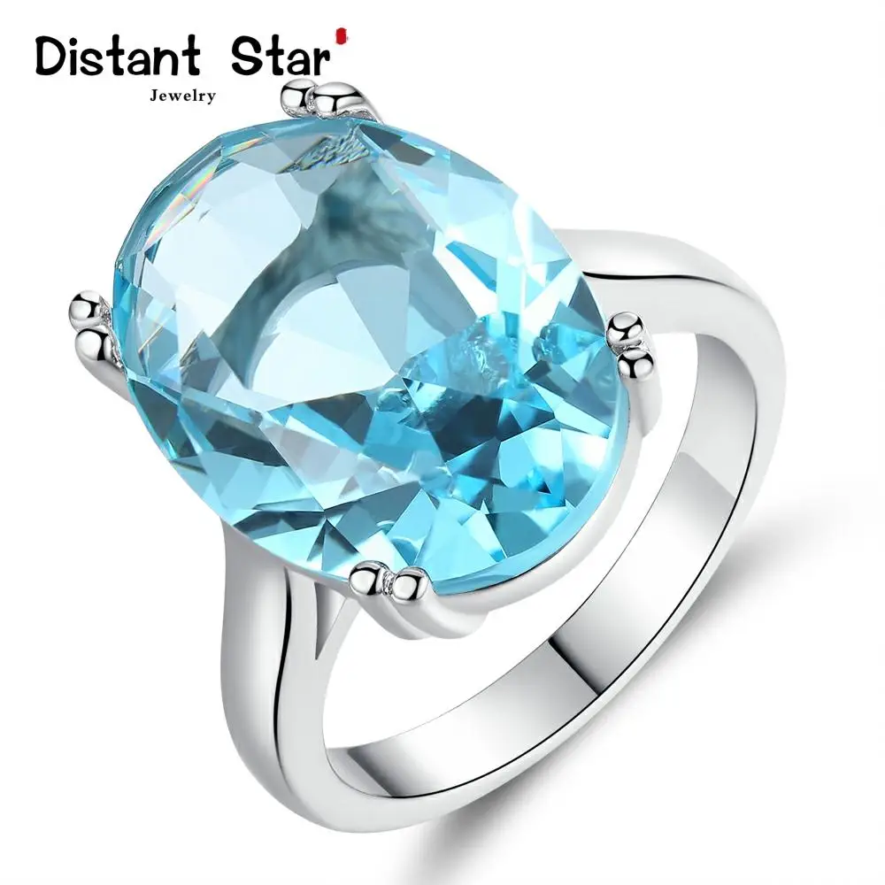 Morden большой голубой камень кольцо для женщин свадебный подарок роскошное