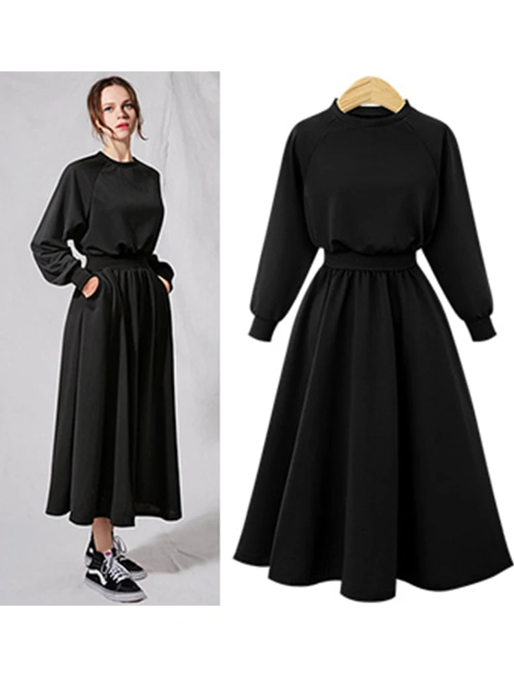 Одежда для осени и зимы женское тонкое платье-свитер средней длины европейского