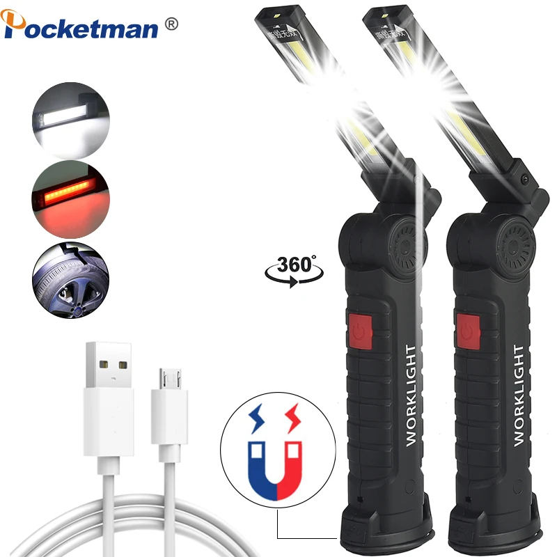 

8000LM Work Light USB COB LED Flashlight Magnetic 5 Modes Ultra Bright Torch Lamp Waterproof for Camping Car Repair