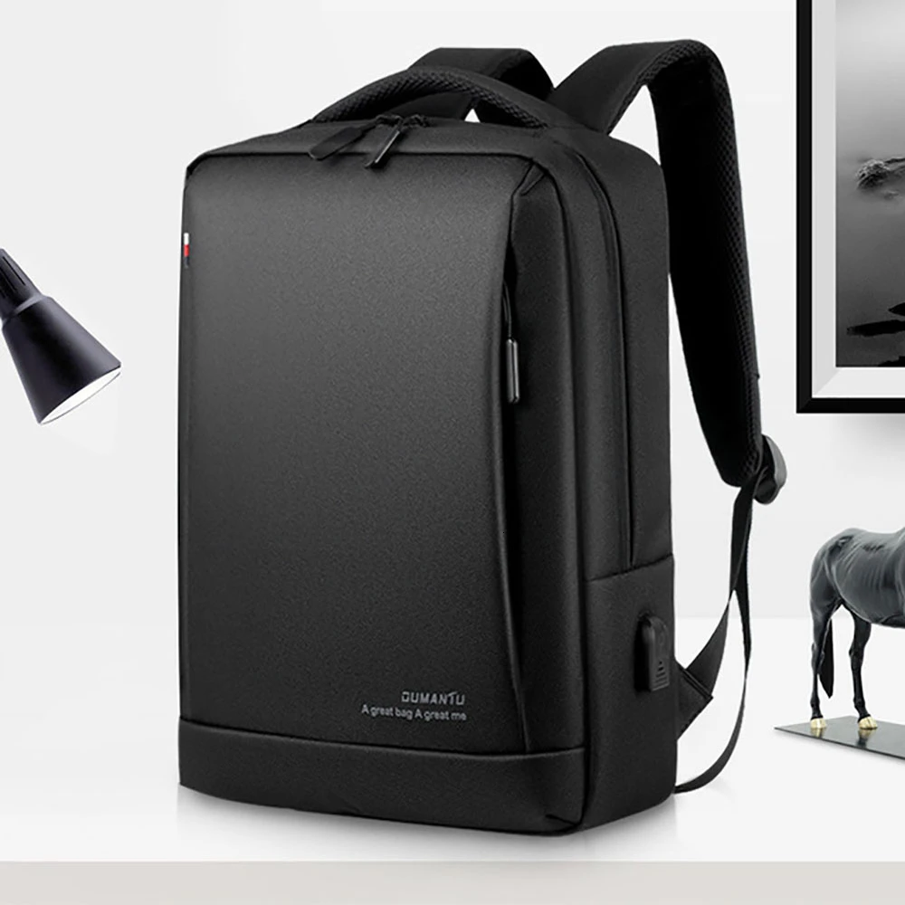 Большой Вместительный деловой мужской рюкзак для ноутбука Одноцветный usb