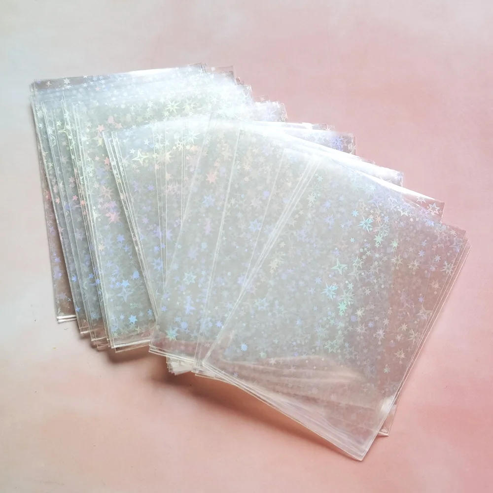 100PCS/BAG Laser Little Star Flashing Card Clear Sleeves Korea Idol Photo Holographic Protector Trading Shield Magic Cover | Спорт и