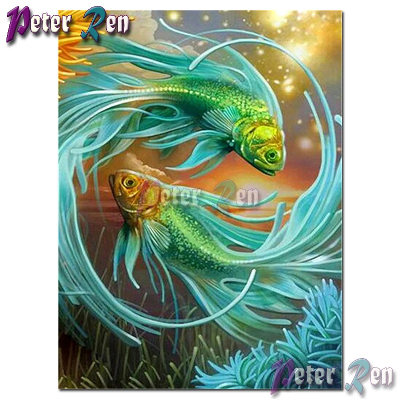 

5d landscape Diamond Embroidery DIY Special blue fish Mosaic Cross stitch Rhinestone Square or round home decoration