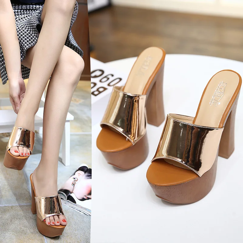Женские босоножки на высоком каблуке 14 см водонепроницаемые сандалии платформе