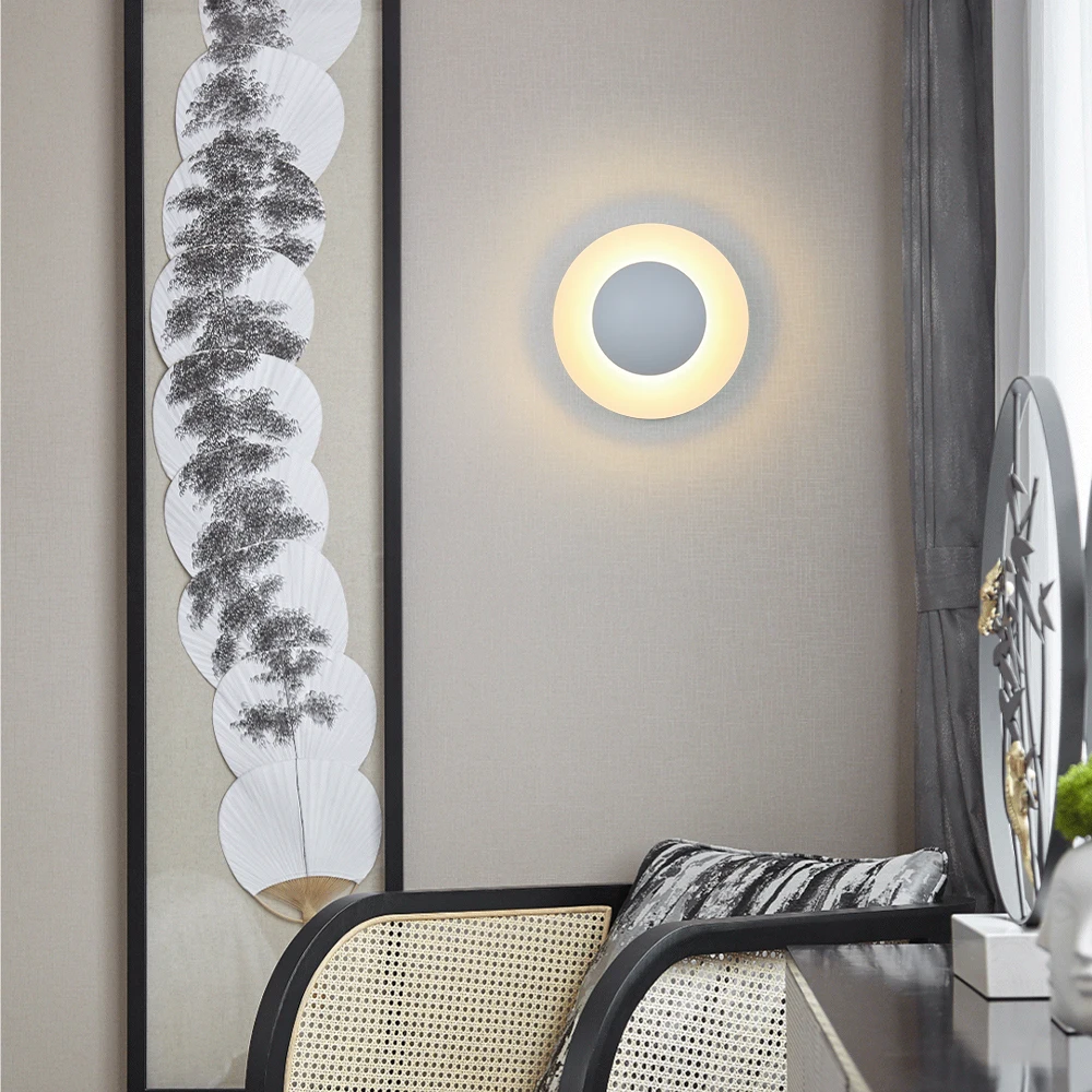 Светодиодный настенный светильник s современный с вилкой в помещении Круглый 10