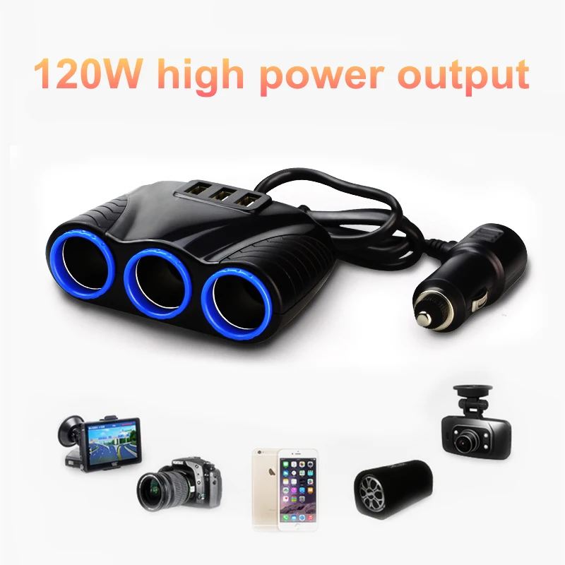 Универсальный 3 Way 12 V-24 V автомобильный прикуриватель сплиттер адаптер с портами