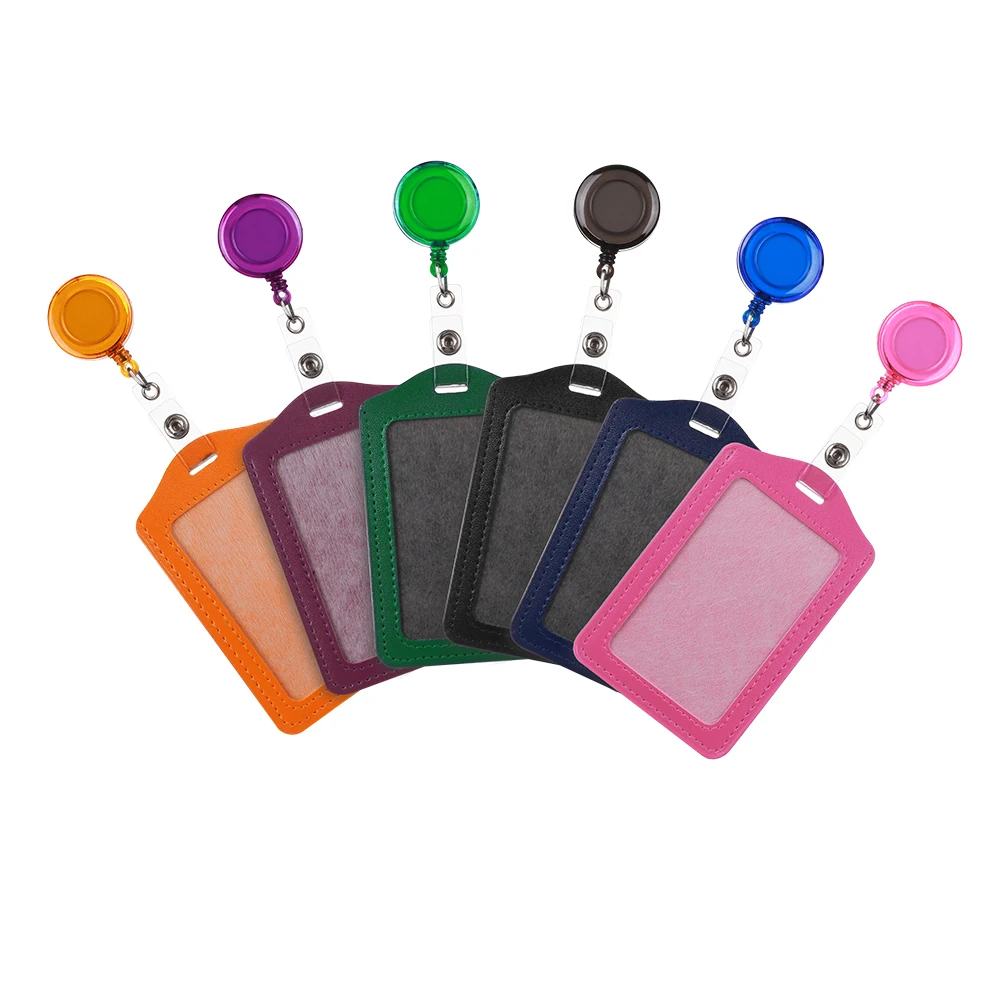 

1PC Portable No Zipper Cheap Safety Bank Credit Card Holders Bus ID Holders Identity Office Supplies Badge with Retractable Reel
