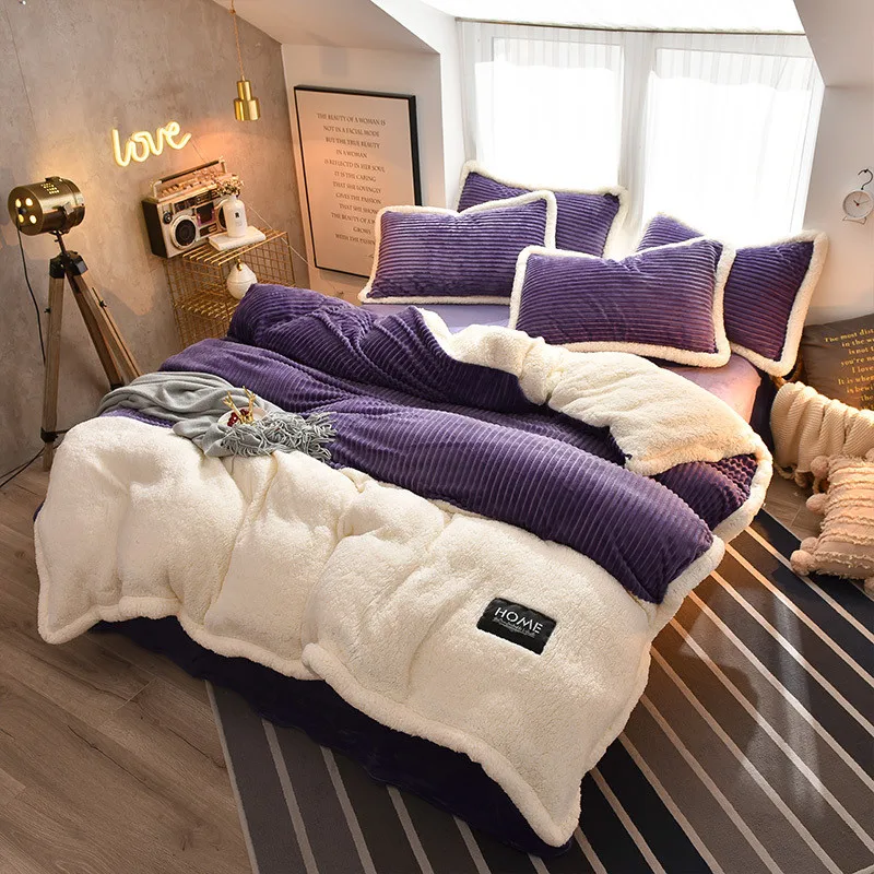 Зимний комплект постельного белья из хрустального бархата фланелевый