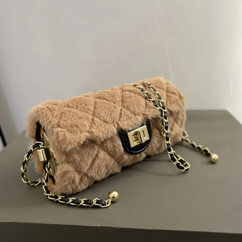 

Fashion Simple Small Square Bag Faux Fur Crossbody Ladies Shoulder Bags for Women 2021 Female Elegant Versatile Handbags