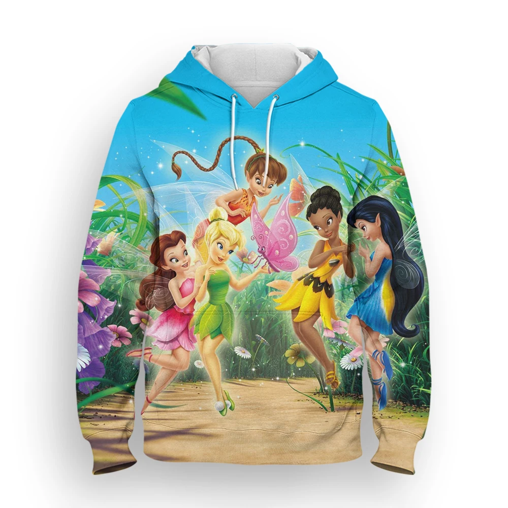 

Толстовка Tinker Bell для мужчин и женщин, кофта с 3D принтом Диснея, мультяшное аниме, Весенняя детская одежда в стиле Харадзюку