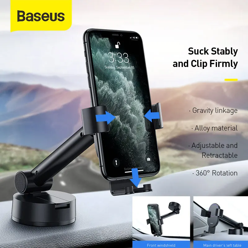 baseus gravity car phone holder for iphone 12 11 x max xiaomi samsung huawei suction cup cell mobile phone support stand holder free global shipping
