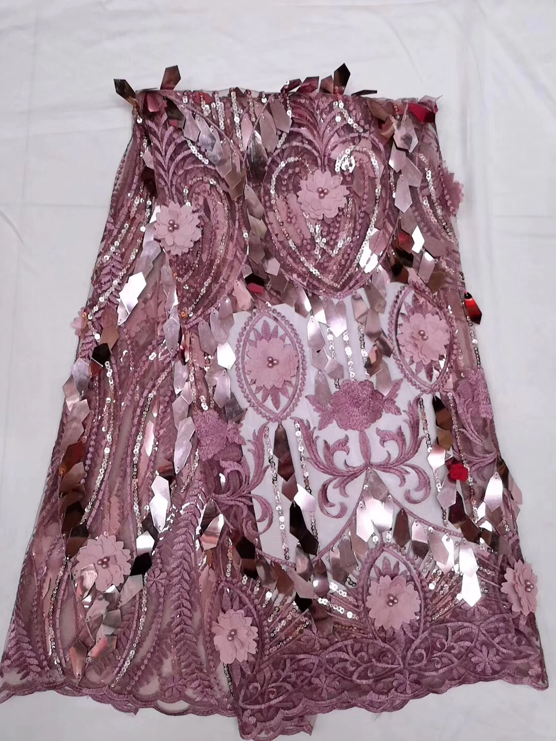 

NEW High Quality 2020 Tulle sequins Beaded French Nigerian Lace Fabrics Pearls Embroidered Guipure African 3d Lace Fabric CD3245