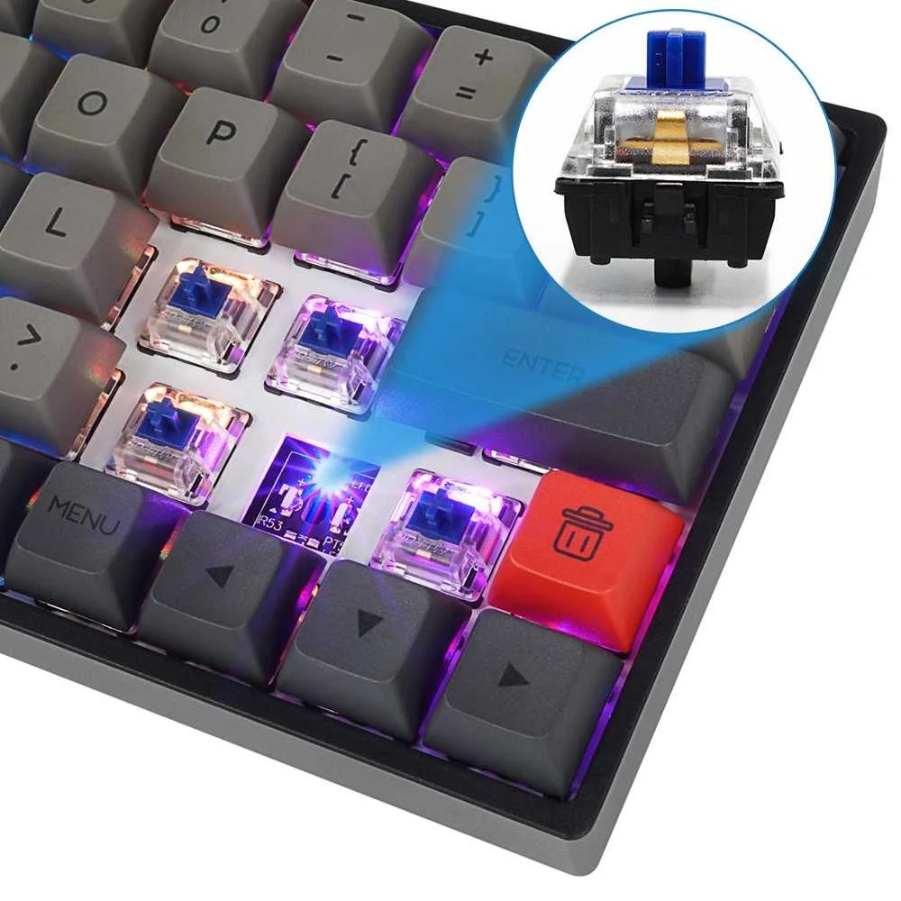 SK64S RGB Backlit Mechanical Gaming Keyboard 64Key NKRO bluetooth5.1 Type-C Dual-Mode PBT Keycap Gateron Optical Switch |