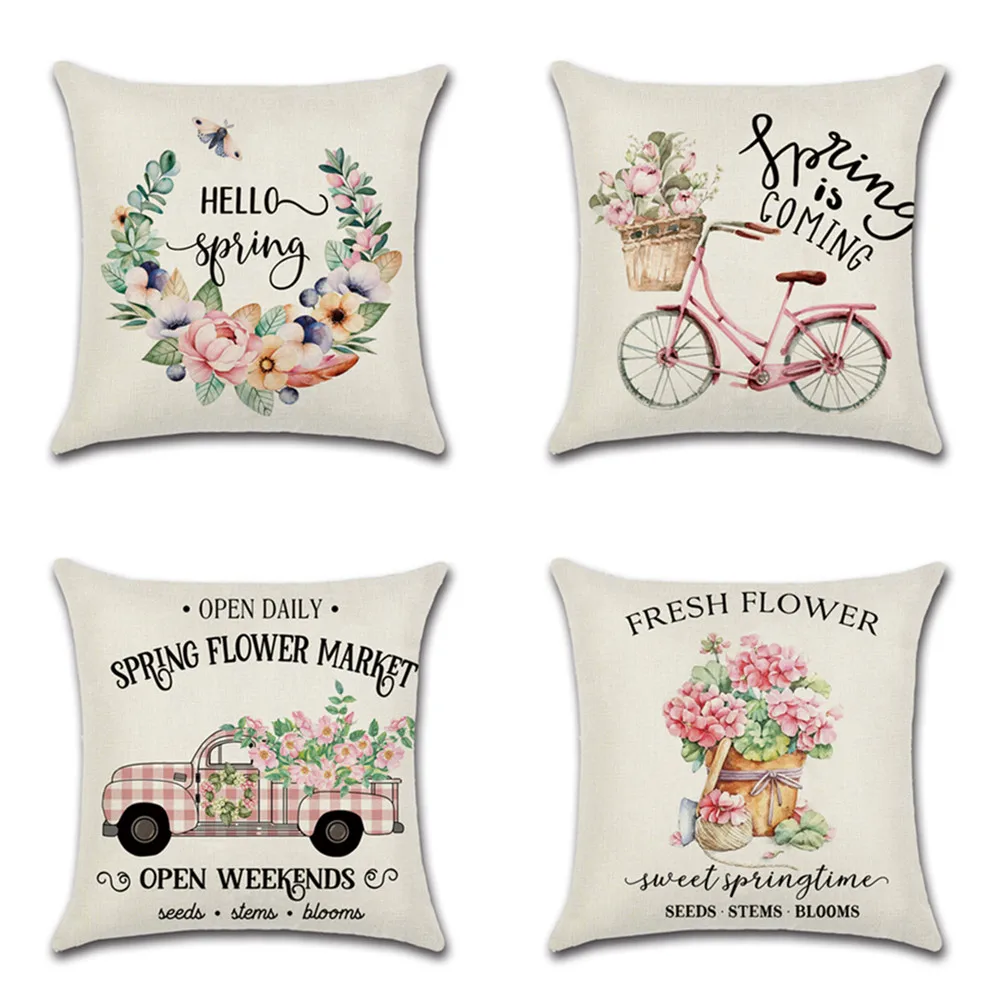 

1pcs Farm Fresh Flowers Throw Pillow Covers Decorative Truck garland Spring Utility Vehicle Cushion Cover Home Decor