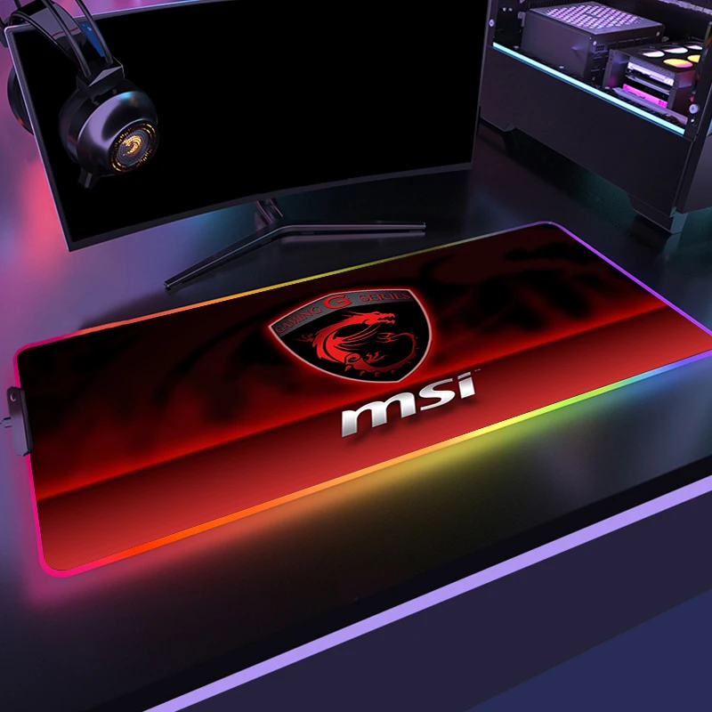 Красный дракон MSI RGB игровой большой коврик для мыши геймерский светодиодный