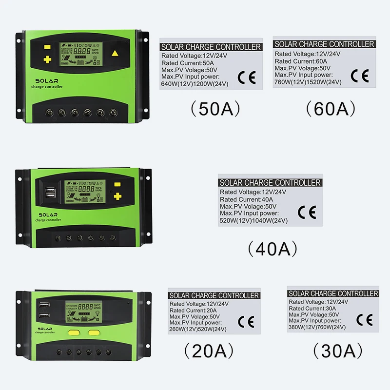 Контроллер солнечной батареи 40 А ШИМ регулятор заряда с двойным USB 12 В 24