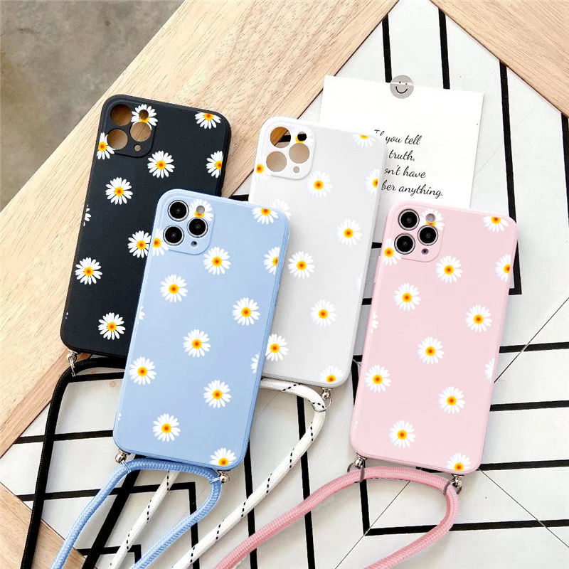 Lanyard For Samsung Galaxy A51 S21 Ultra S30 A31 A50 A30S A50s S20 FE Lite S11e S10 A71 A70 S9 S8 Plus Daisy Strap Necklace Case