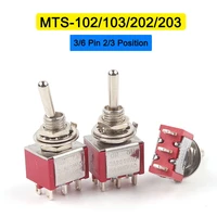 510 pcs 6mm 36 pin 23 position since reset toggle switch mts 102103202203 spdt dpdt on on on off on 2a250v 5a125v switch