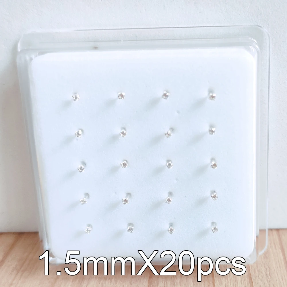 20 штук 925 пробы серебро носа серьги гвоздики круглой кубического циркония нос