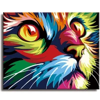 colorful kitty paint by numbers colorful oil painting abstract 16x20 framed diy paint by numbers kit for adults beginners