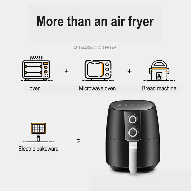 

220V Electric Air Fryer Kitchen Intelligent Non-oil Fume Fryer 5L Large Capacity Household Energy-saving French Fries Fryer