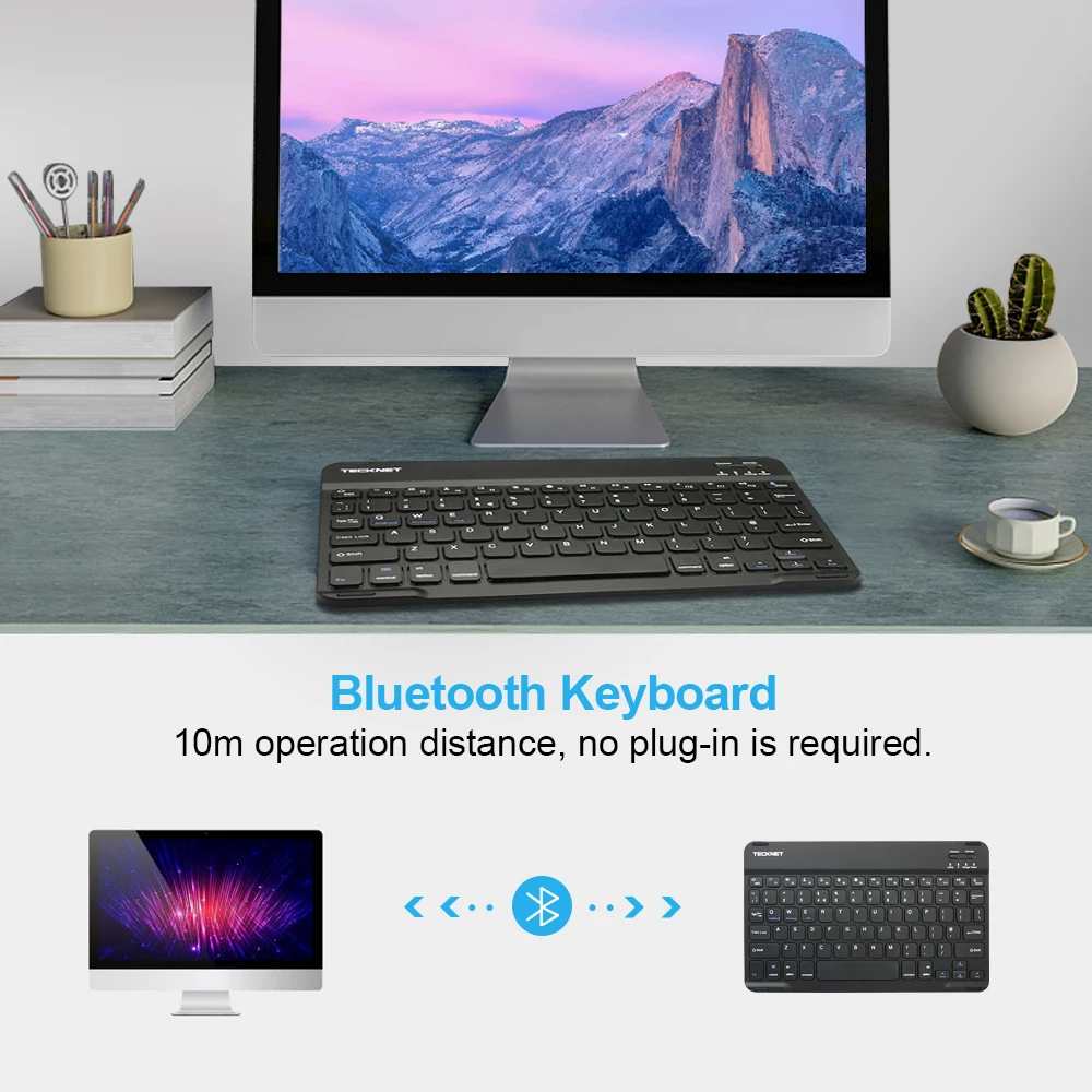 TeckNet ультра-тонкая беспроводная Bluetooth британская раскладка клавиатуры компьютерная клавиатура Встроенный литий-полимерный перезаряжаемый аккумулятор для iOS Mac
