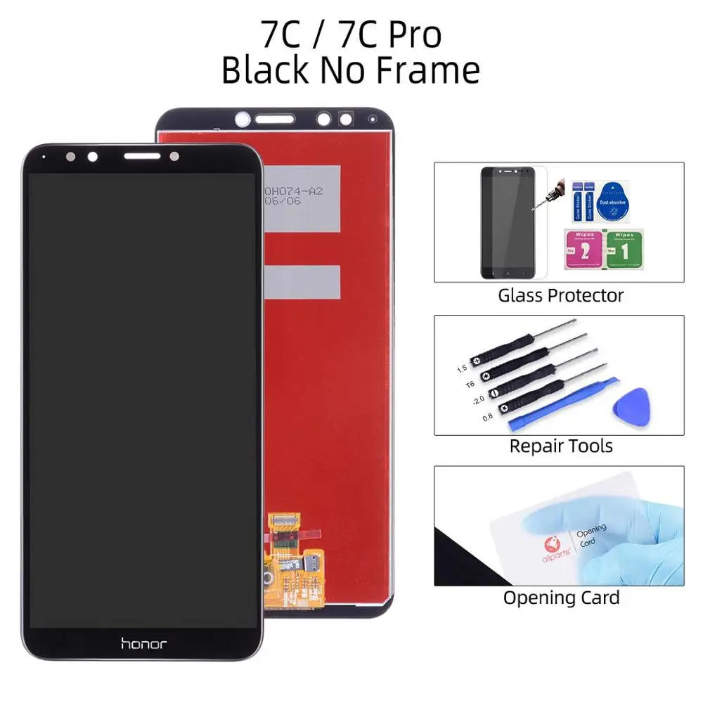 Дисплей для HUAWEI Honor 7A / 7A Pro / 7C / 7C Pro LCD в сборе с тачскрином ldn-l29 aum-l29 Черный белый золотой - Цвет: 7C Black no Frame
