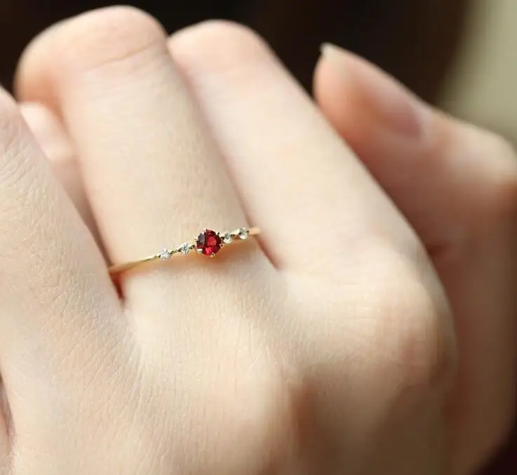 Женское модное кольцо с красным Цирконом золотого цвета кристаллами обручальное
