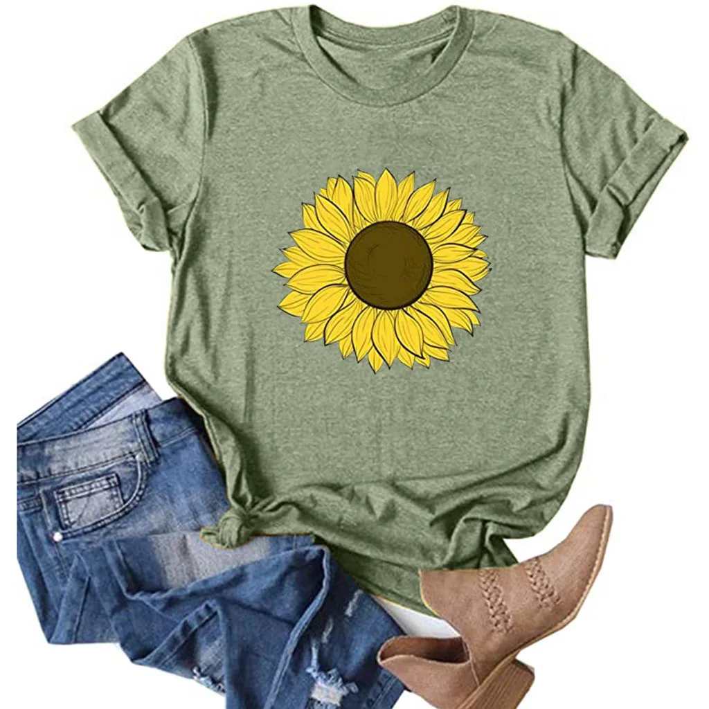 2020 новое летнее платье из хлопка Женская футболка с принтом в виде хризантем