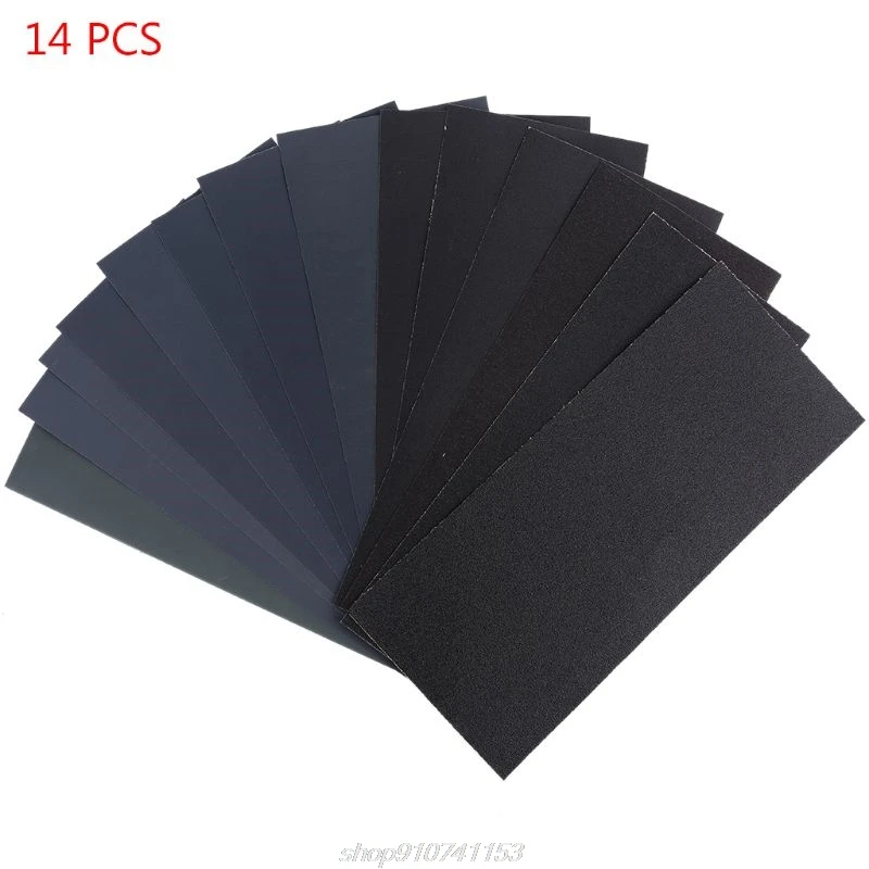 

14PC Wet Dry Sandpaper 120 To 3000 Grit Assortment Abrasive Paper Sheets For Automotive Sanding Wood Furniture F22 21 Dropship