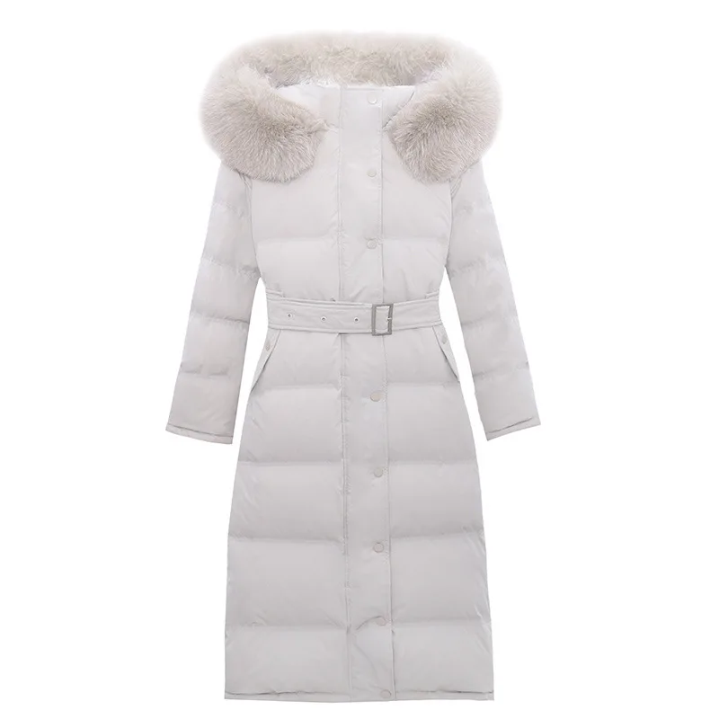 

White duck down coats 2020 winter new down jacket long fox fur coat duck down jacket women winter coat women down jacket woman
