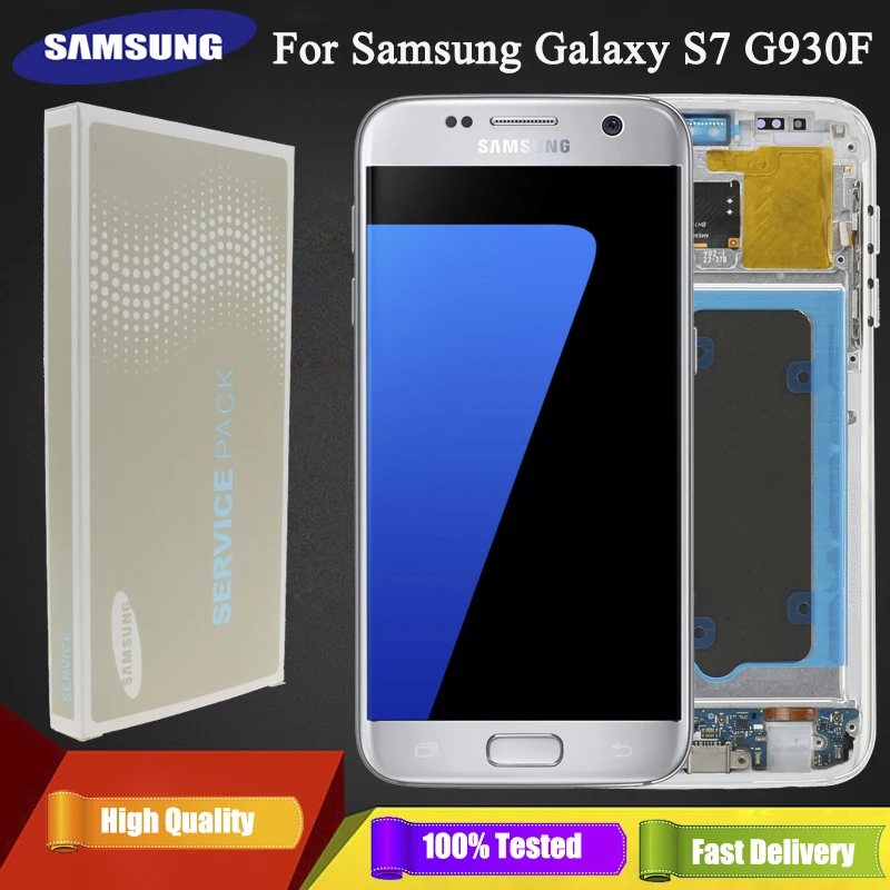 5,1 ''Супер AMOLED ЖК-дисплей для samsung Galaxy S7 G930 SM-G930F G930F ЖК-дисплей с сенсорным экраном дигитайзер Замена