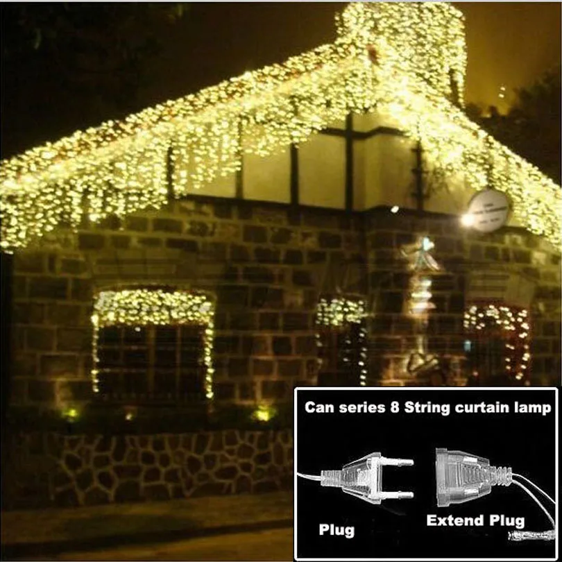 4.6M LED Christmas Light Outdoor Indoor Garland String Fairy Light Street Icicle Curtain Drop 0.4-0.6m Garden Home Deco 110-220V