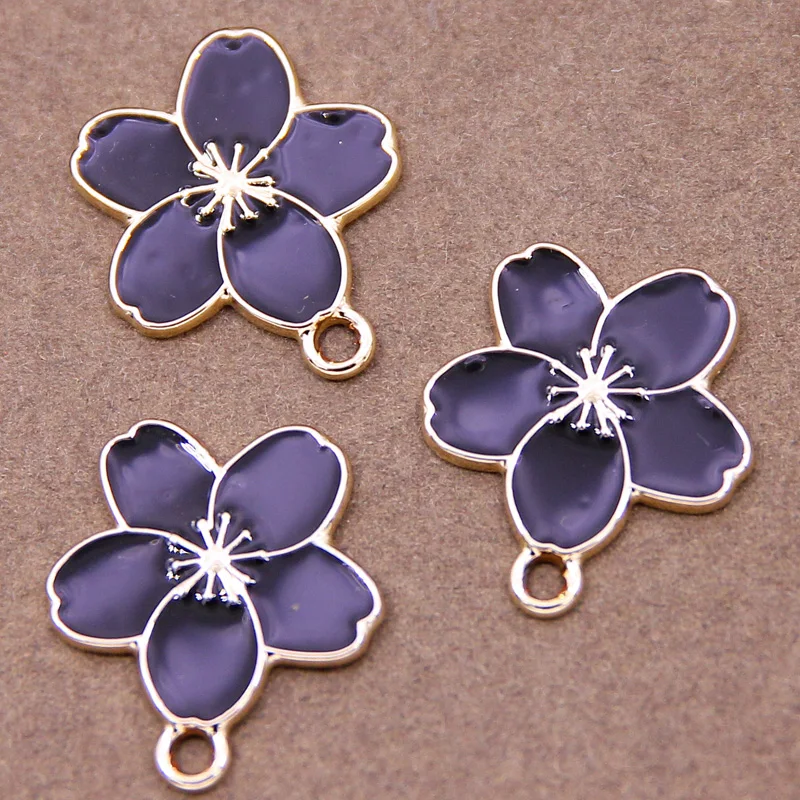 6 шт. цветные Подвески в виде цветка сакуры подвески из сплава с эмалью для