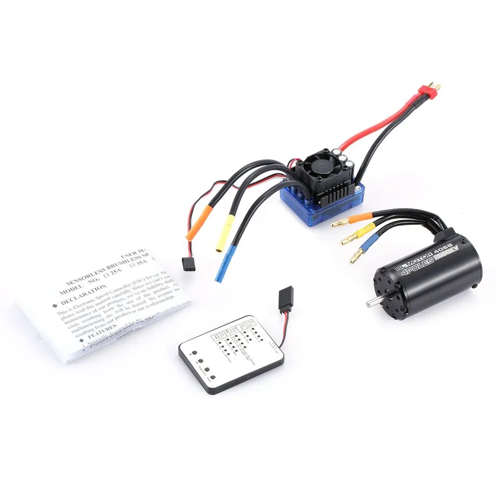 

1pcs Original 4068 2050KV 4 poles Sensorless Brushless Motor 120A ESC with LED Programming Card Combo Set for 1/8 RC Car Truck