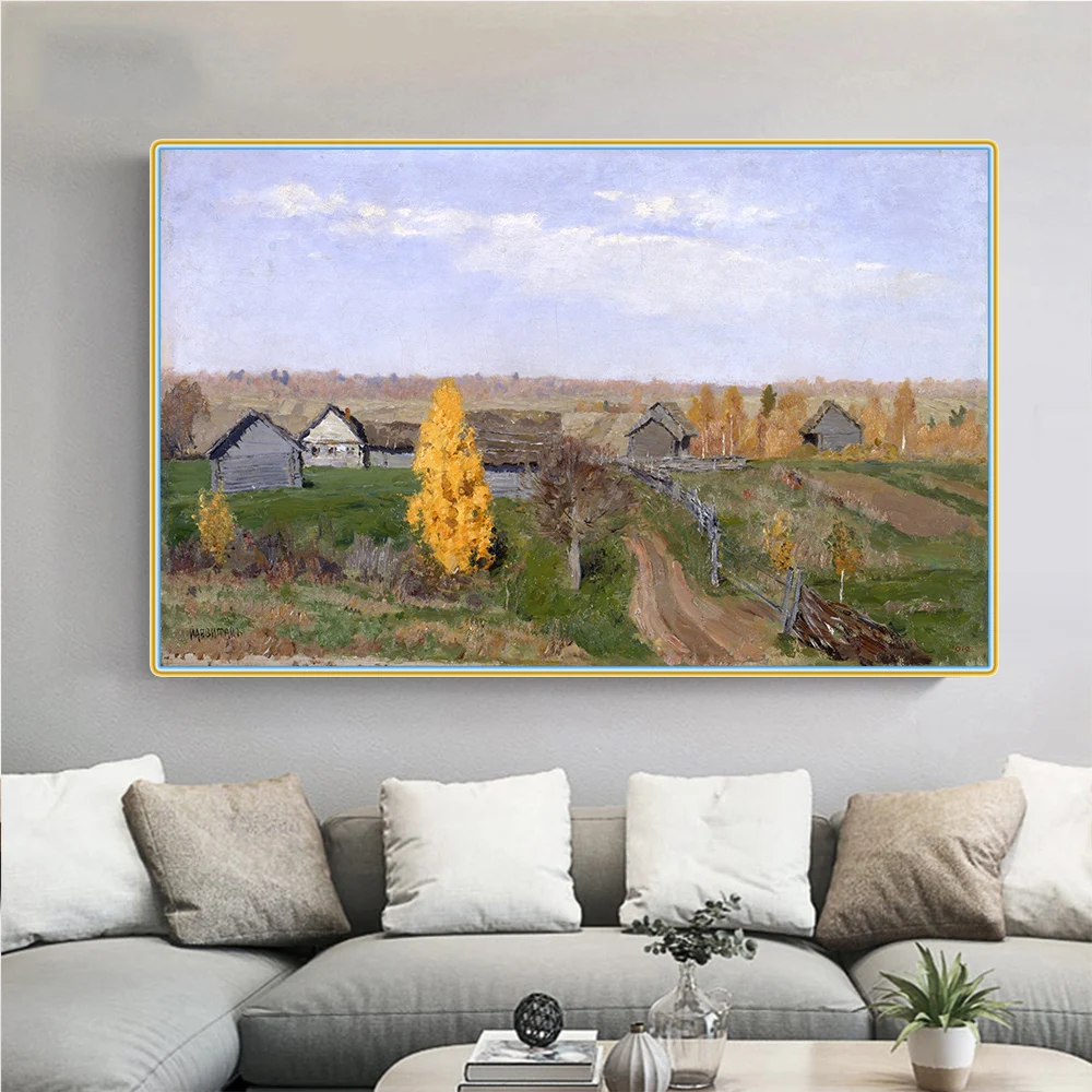 Цитон Левитан Исаак илих Rural Сельский Золотой осенний пейзаж Canvas Холст Картина