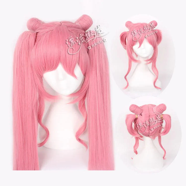 

Halloween Anime Fancy Wig Sailor Moon Chibi Usa Pink Wig Prototype Fashion Nature Curly with Bangs Wig