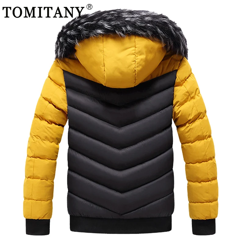 Winter Jackets Men Fur Collar Hooded Thick Warm Cotton Outwear Man Patchwork Built-in Earphone Parka Coats Windbreaker Outerwear