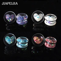 6 30mm lovely heart acrylic ear plug tunnels and gauges ear expander studs stretching body piercing jewelry