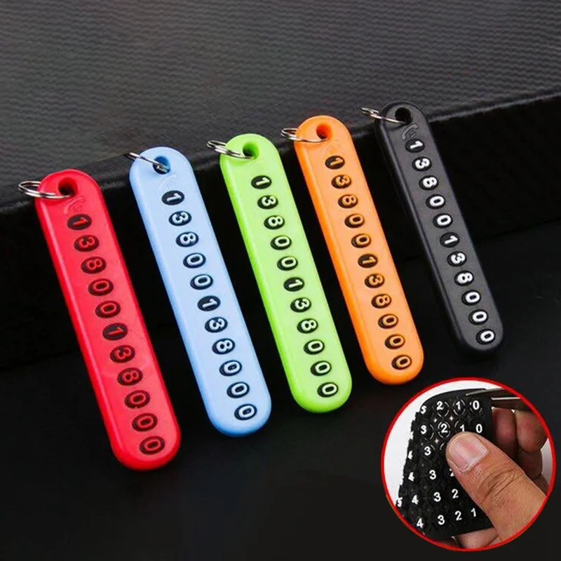 

DIY Anti Lost Phone Number Plate Keychain Pendant Auto Vehicle Key Ring Chain Decoration Phone Number Card Keyring Accessories