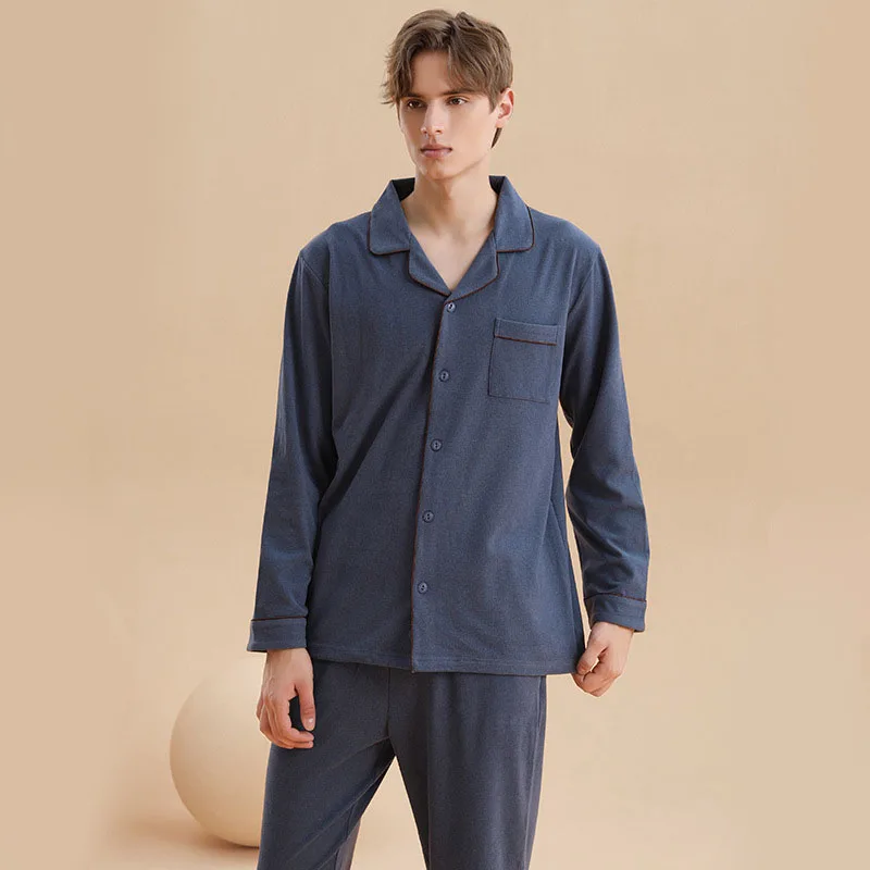 

Pijama For Men 2 Pieces Lounge Sleepwear Pyjamas Plaid Autumn Winter Home Clothes Man Pjs Lapel Thicken Warm Pajamas Set