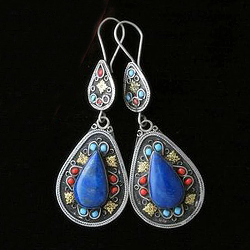 Винтажные богемные этнические многоцветные Висячие серьги для женщин античные