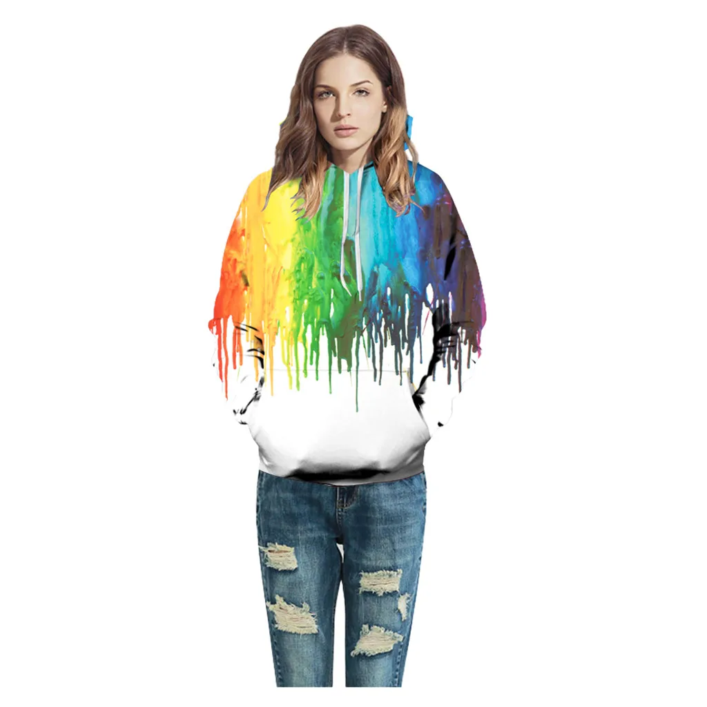 Wens Momen Casual Scary Halloween Print Party Long Sleeve Hoodie Top Blouse | Женская одежда