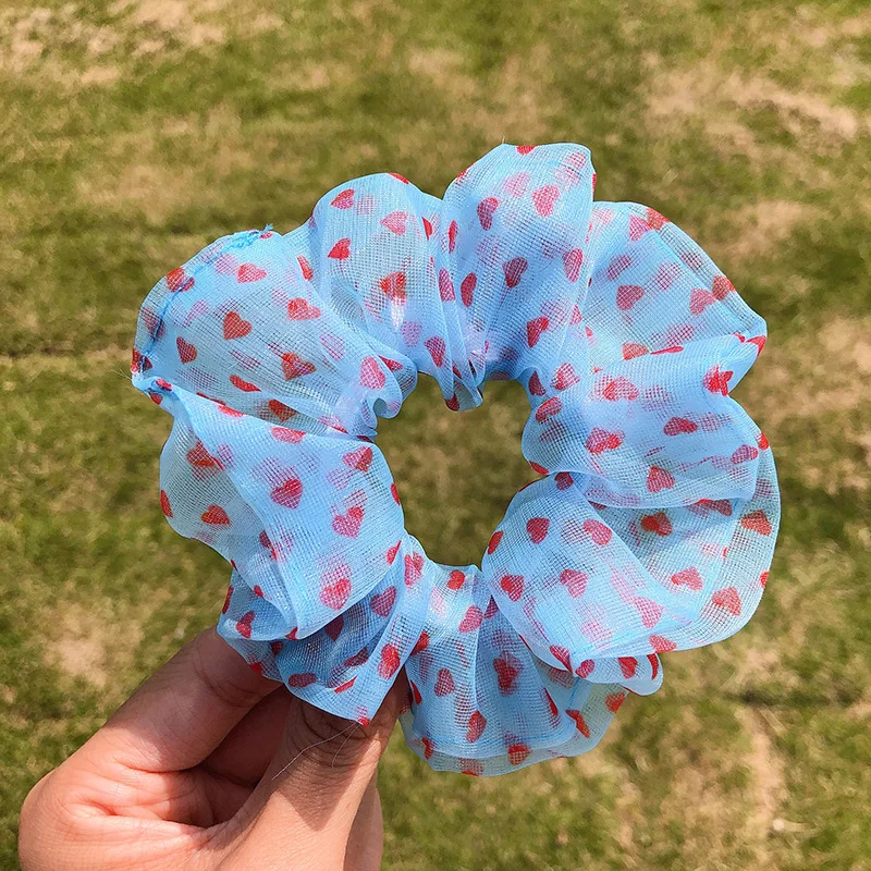 

Spring New Chiffon Love Scrunchie Fashion Girl Tie Ponytail Holder Hair Rope Women's Popular Hair Circle Ponytail Hair Ornament